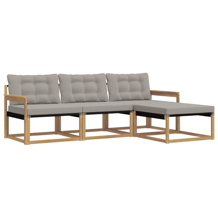 Set de canapele de exterior cu pernă 4 pcs Alb și gri deschis WALTI