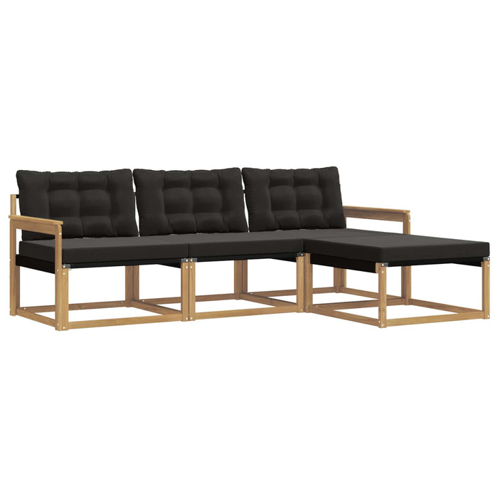Set de canapele de exterior cu pernă 4 pcs Alb și negru WALTI