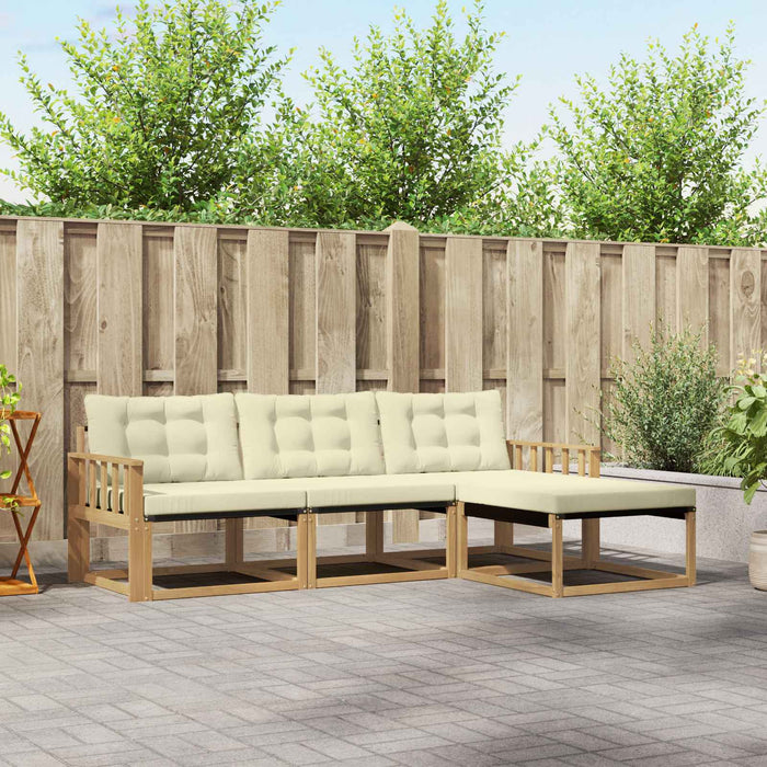 Set de canapele de exterior cu pernă 4 pcs Alb și crem WALTI