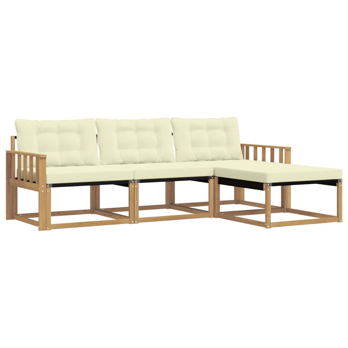 Set de canapele de exterior cu pernă 4 pcs Alb și crem WALTI