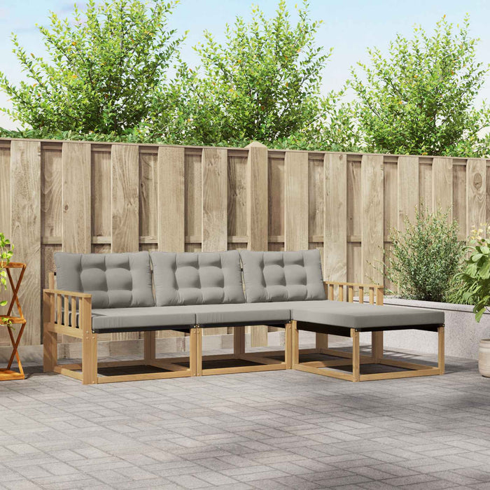 Set de canapele de exterior cu pernă 4 pcs Alb și gri deschis WALTI