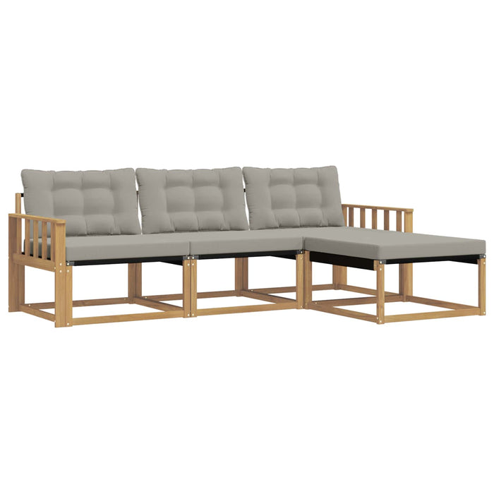Set de canapele de exterior cu pernă 4 pcs Alb și gri deschis WALTI