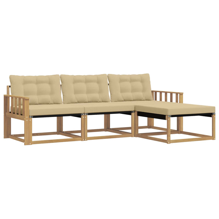 Set de canapele de exterior cu pernă 4 pcs Alb și Bej WALTI