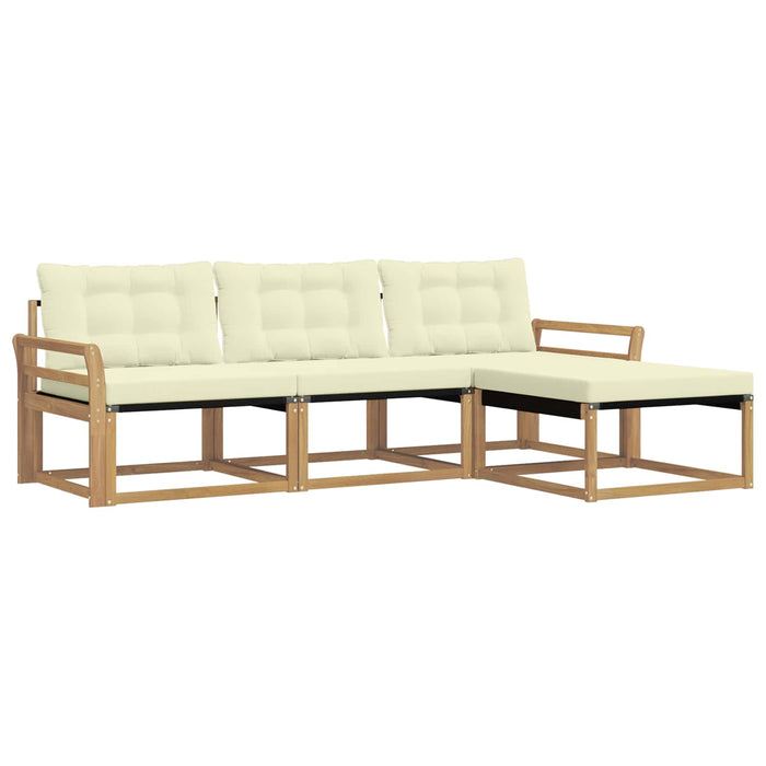 Set de canapele de exterior cu pernă 4 pcs Alb și crem WALTI