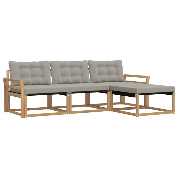 Set de canapele de exterior cu pernă 4 pcs Alb și gri deschis WALTI