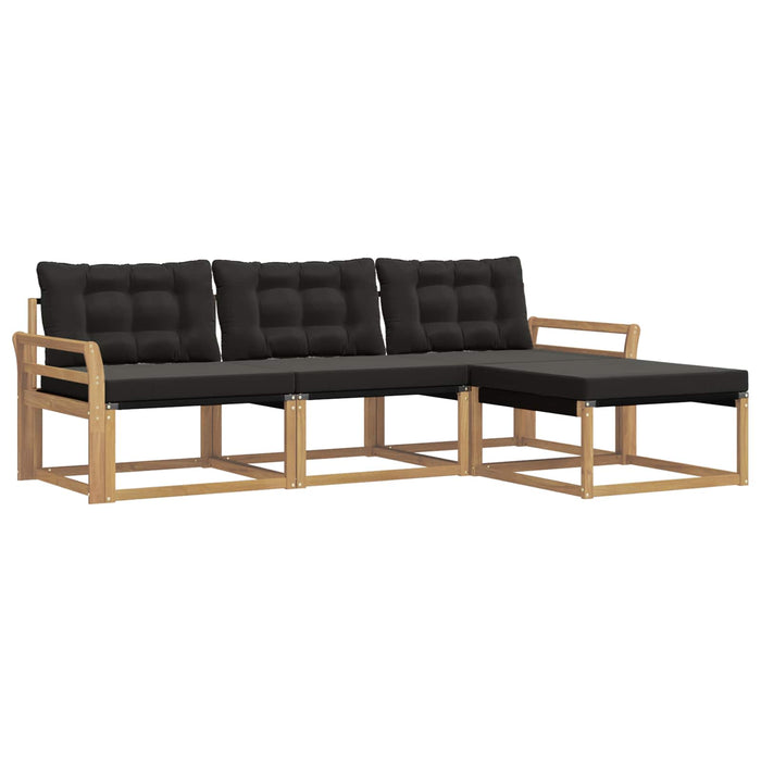 Set de canapele de exterior cu pernă 4 pcs Alb și negru WALTI