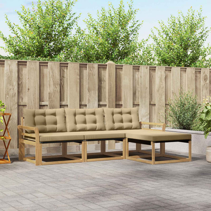 Set de canapele de exterior cu pernă 4 pcs Alb și Bej WALTI