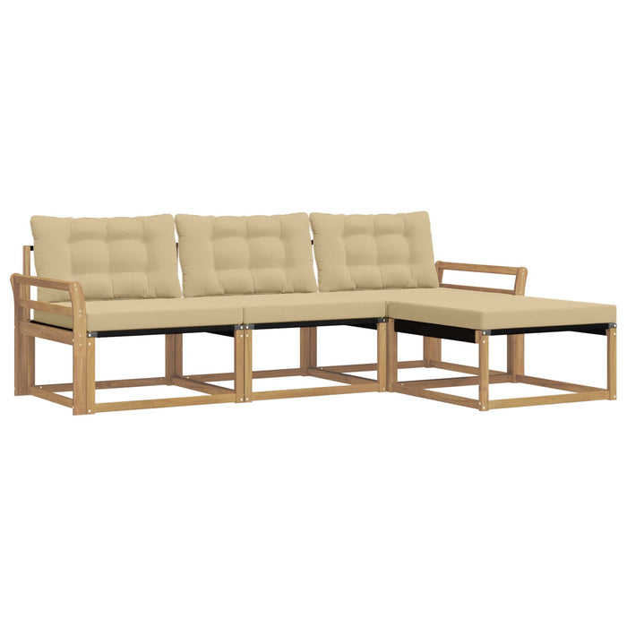 Set de canapele de exterior cu pernă 4 pcs Alb și Bej WALTI