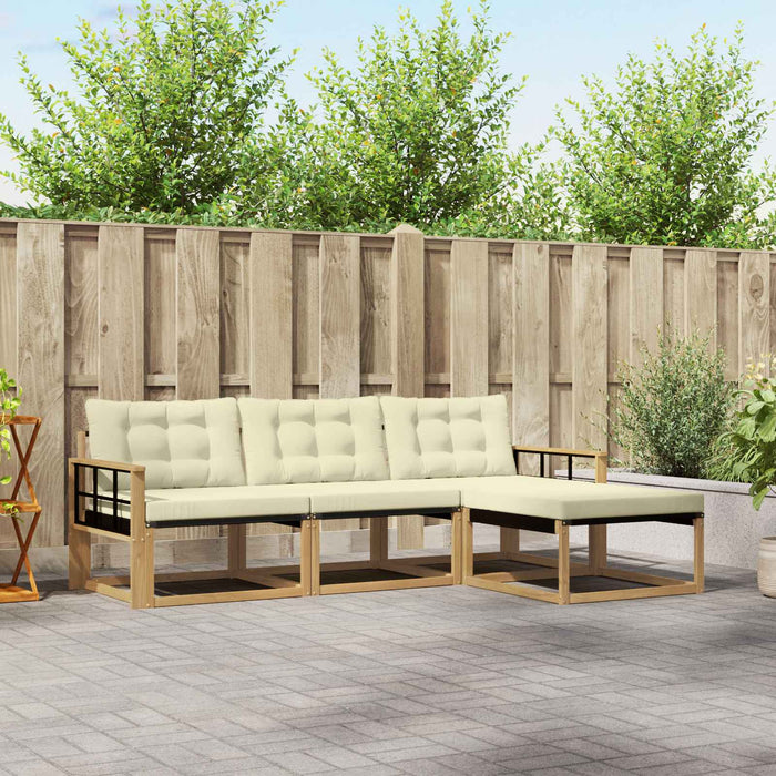 Set de canapele de exterior cu pernă 4 pcs Alb și crem WALTI