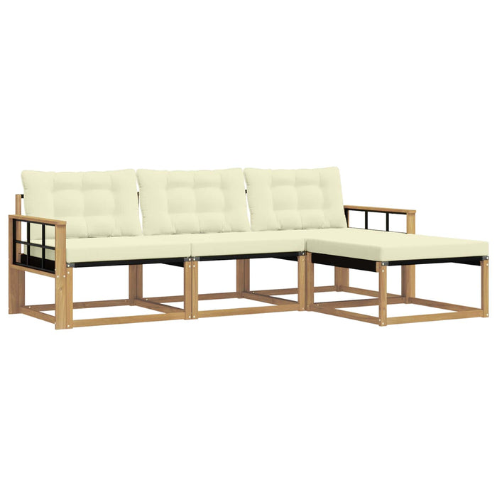 Set de canapele de exterior cu pernă 4 pcs Alb și crem WALTI