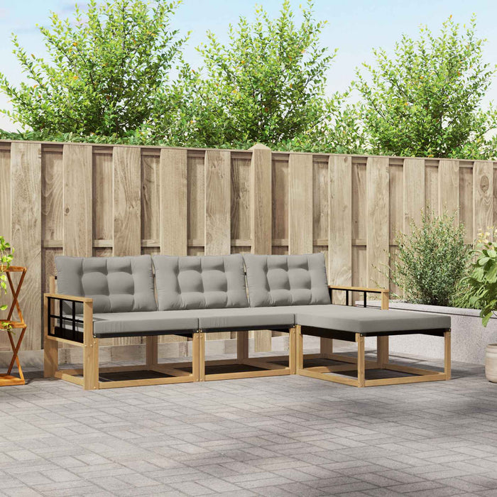 Set de canapele de exterior cu pernă 4 pcs Alb și gri deschis WALTI