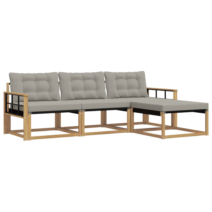 Set de canapele de exterior cu pernă 4 pcs Alb și gri deschis WALTI