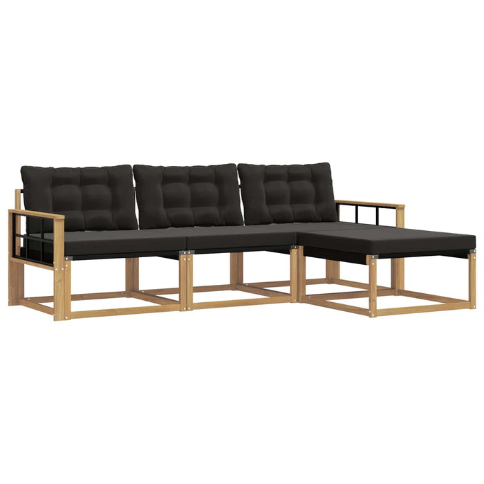 Set de canapele de exterior cu pernă 4 pcs Alb și negru WALTI
