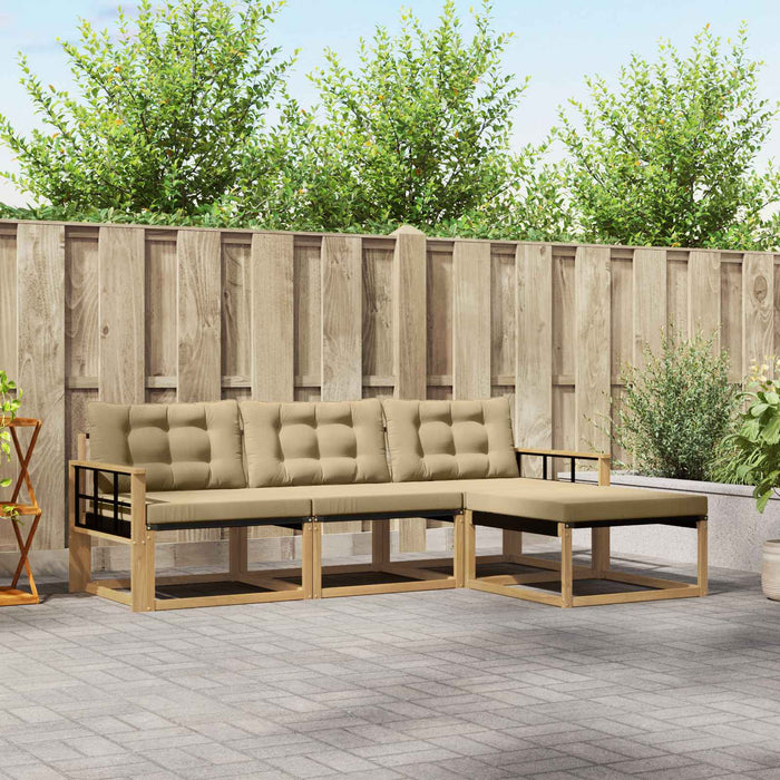 Set de canapele de exterior cu pernă 4 pcs Alb și Bej WALTI