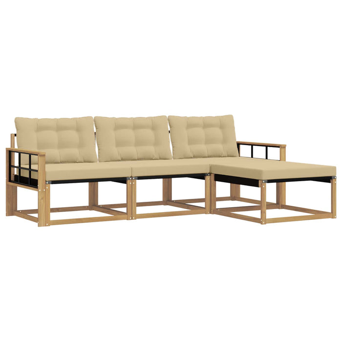 Set de canapele de exterior cu pernă 4 pcs Alb și Bej WALTI