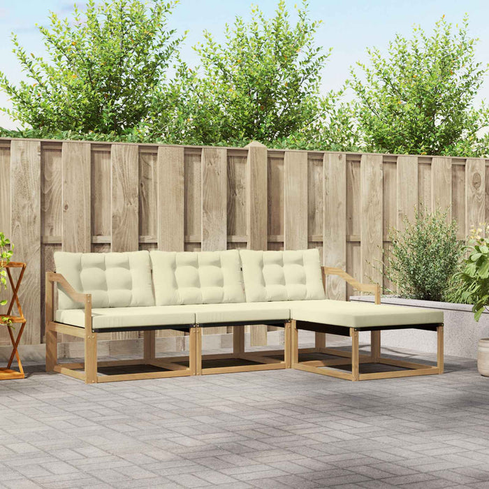 Set de canapele de exterior cu pernă 4 pcs Alb și crem WALTI