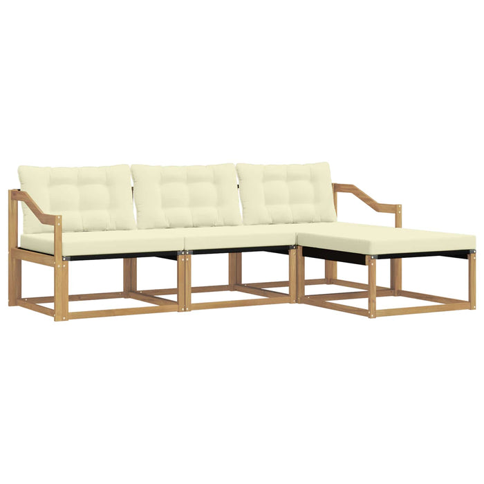 Set de canapele de exterior cu pernă 4 pcs Alb și crem WALTI