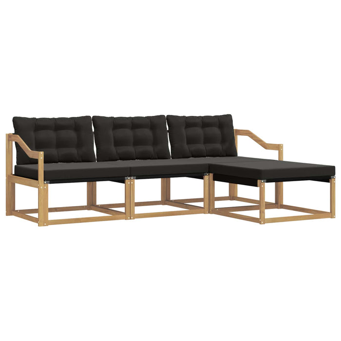 Set de canapele de exterior cu pernă 4 pcs Alb și negru WALTI