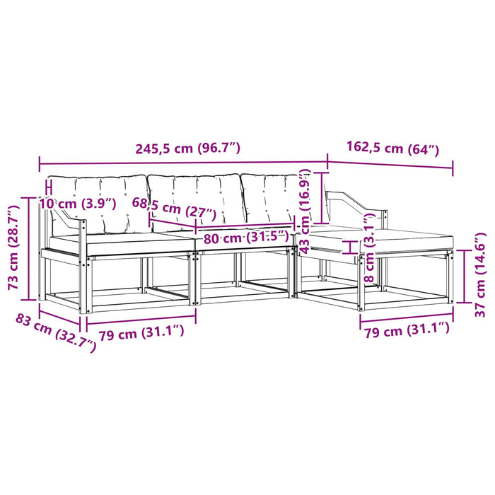 Set de canapele de exterior cu pernă 4 pcs Alb și negru WALTI