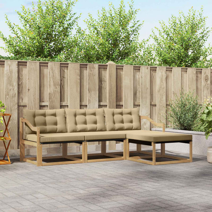 Set de canapele de exterior cu pernă 4 pcs Alb și Bej WALTI