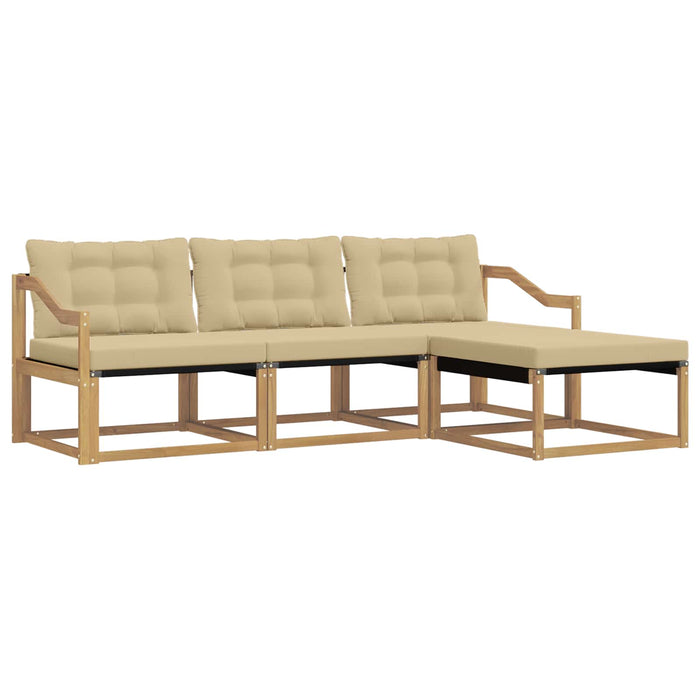 Set de canapele de exterior cu pernă 4 pcs Alb și Bej WALTI