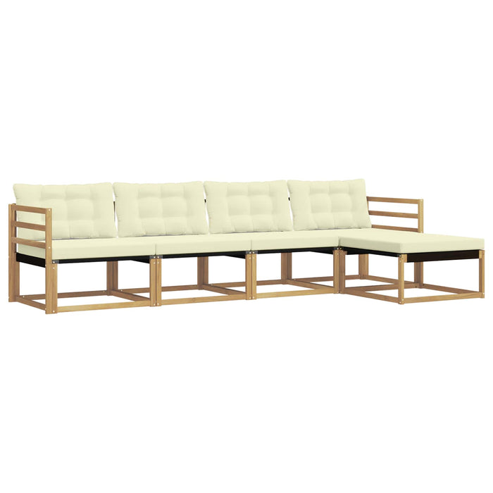 Set de canapele de exterior cu pernă 5 pcs Alb și crem WALTI