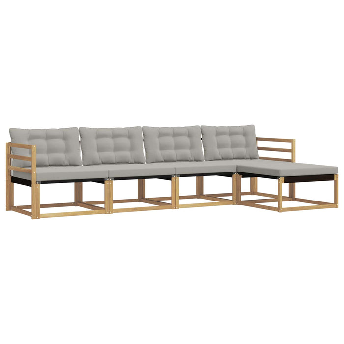 Set de canapele de exterior cu pernă 5 pcs Alb și gri deschis WALTI