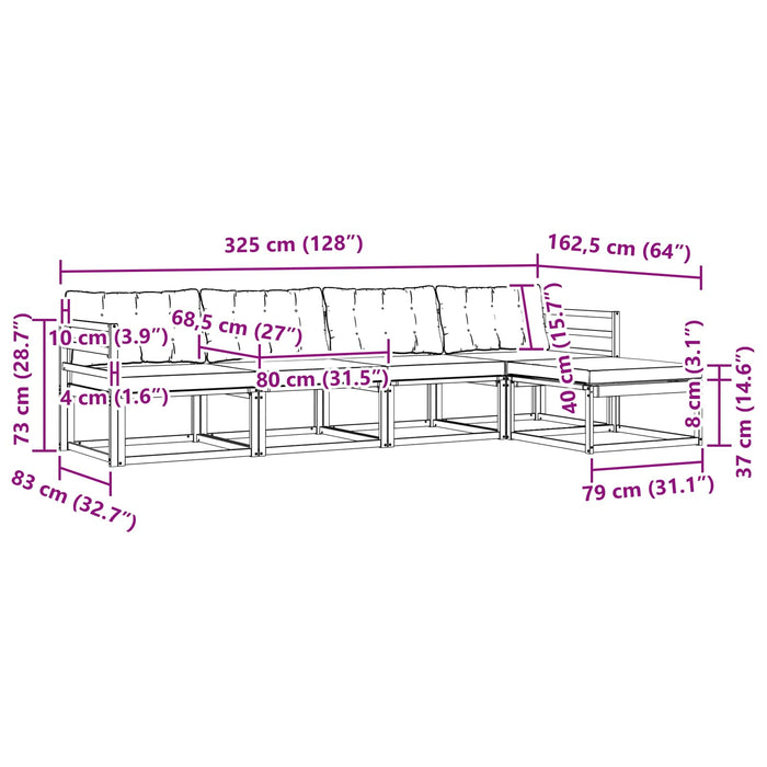 Set de canapele de exterior cu pernă 5 pcs Alb și Bej WALTI