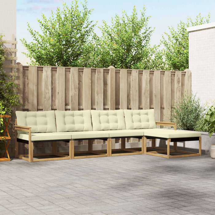 Set de canapele de exterior cu pernă 5 pcs Alb și crem WALTI