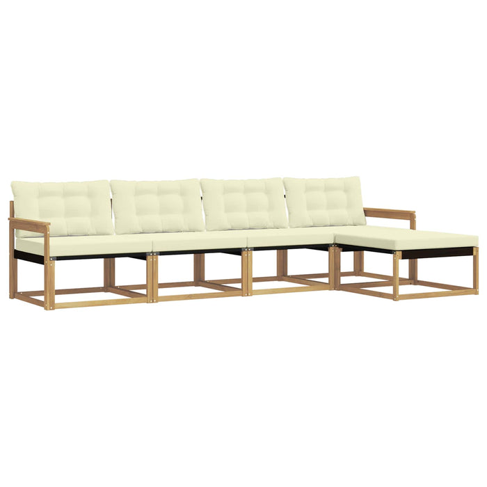 Set de canapele de exterior cu pernă 5 pcs Alb și crem WALTI