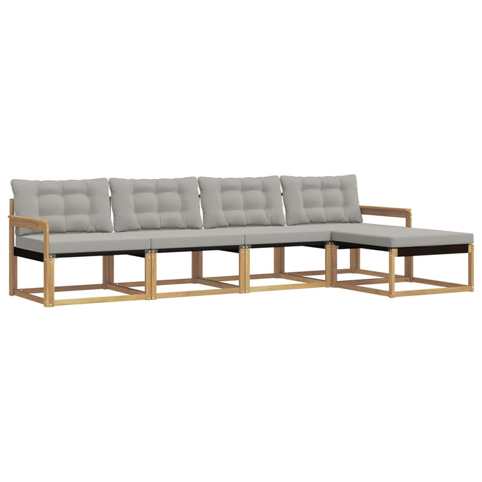 Set de canapele de exterior cu pernă 5 pcs Alb și gri deschis WALTI