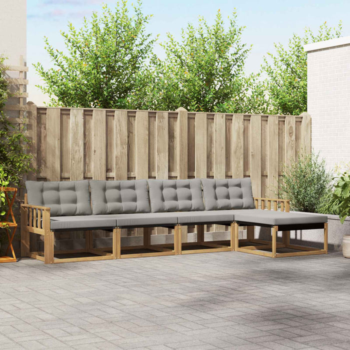 Set de canapele de exterior cu pernă 5 pcs Alb și gri deschis WALTI