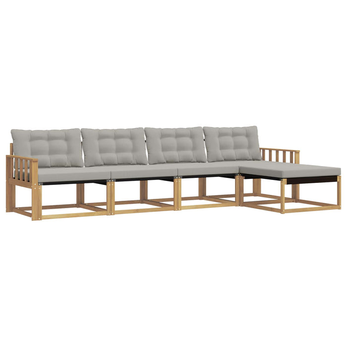 Set de canapele de exterior cu pernă 5 pcs Alb și gri deschis WALTI