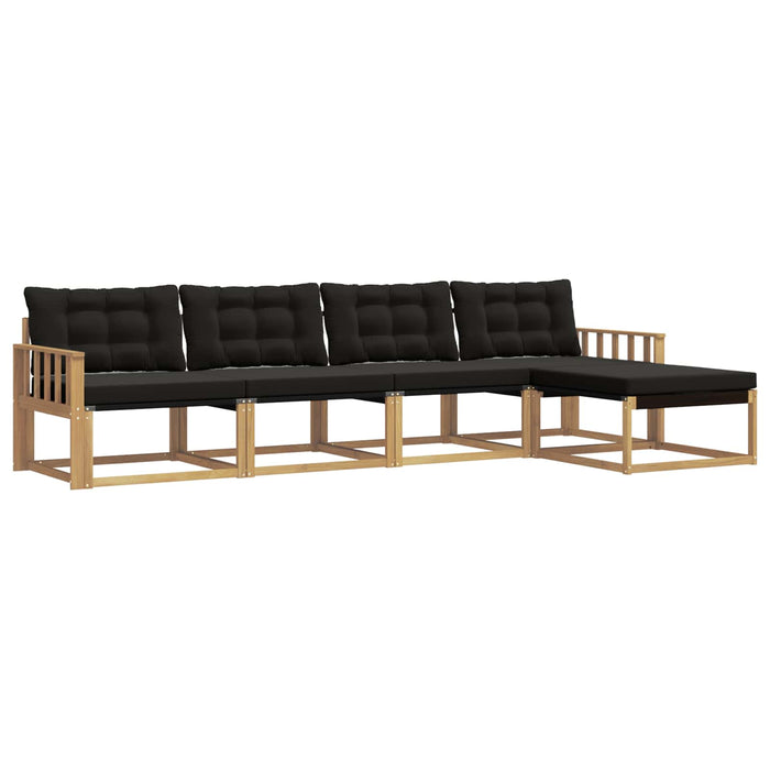 Set de canapele de exterior cu pernă 5 pcs Alb și negru WALTI