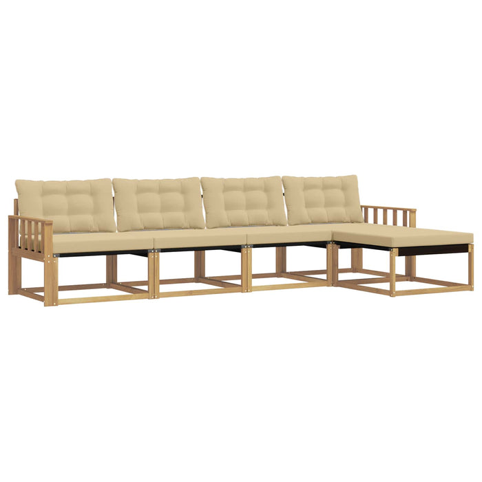 Set de canapele de exterior cu pernă 5 pcs Alb și Bej WALTI