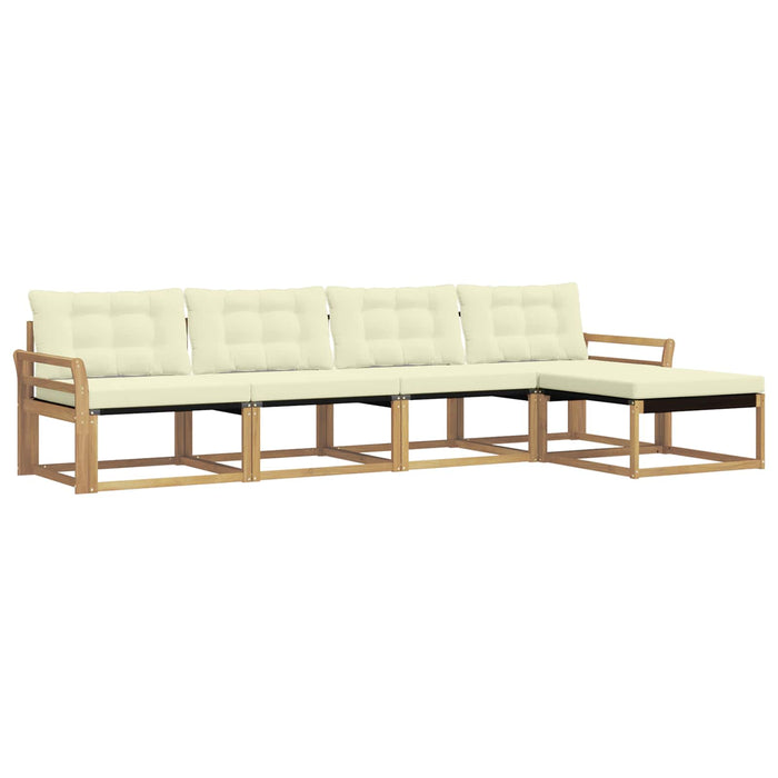 Set de canapele de exterior cu pernă 5 pcs Alb și crem WALTI