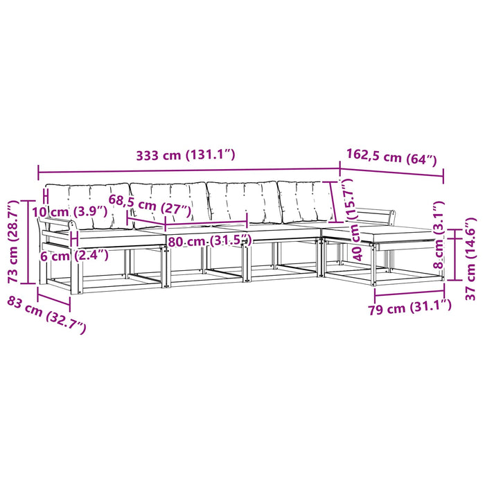 Set de canapele de exterior cu pernă 5 pcs Alb și Bej WALTI