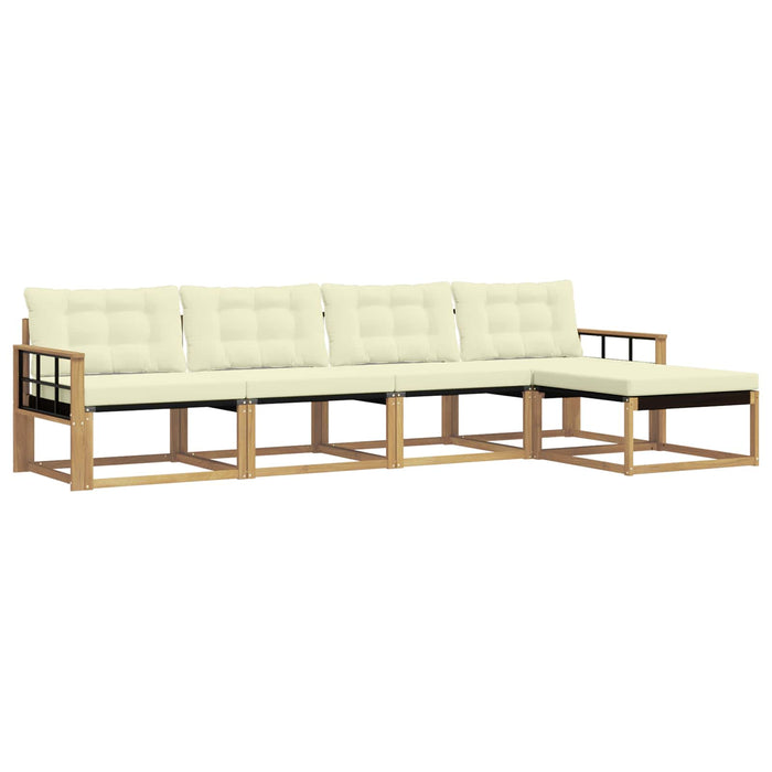 Set de canapele de exterior cu pernă 5 pcs Alb și crem WALTI