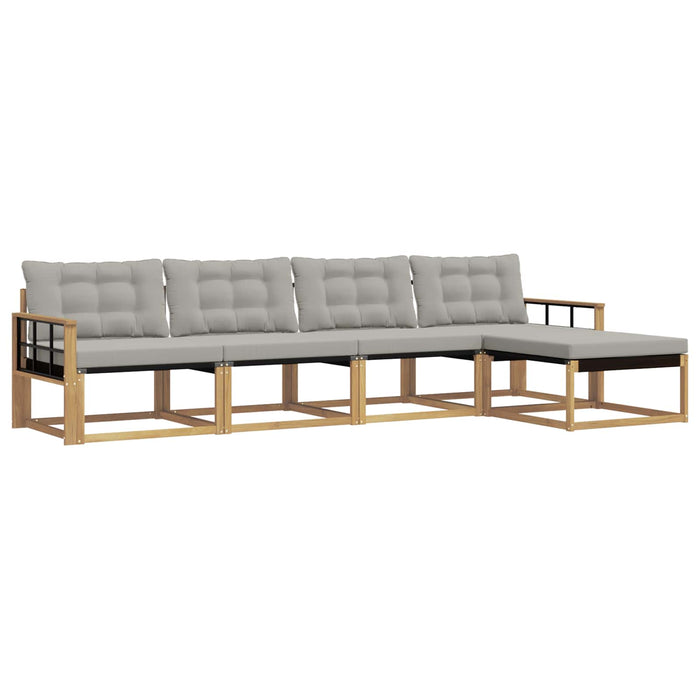 Set de canapele de exterior cu pernă 5 pcs Alb și gri deschis WALTI