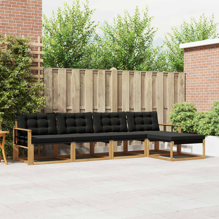 Set de canapele de exterior cu pernă 5 pcs Alb și negru WALTI