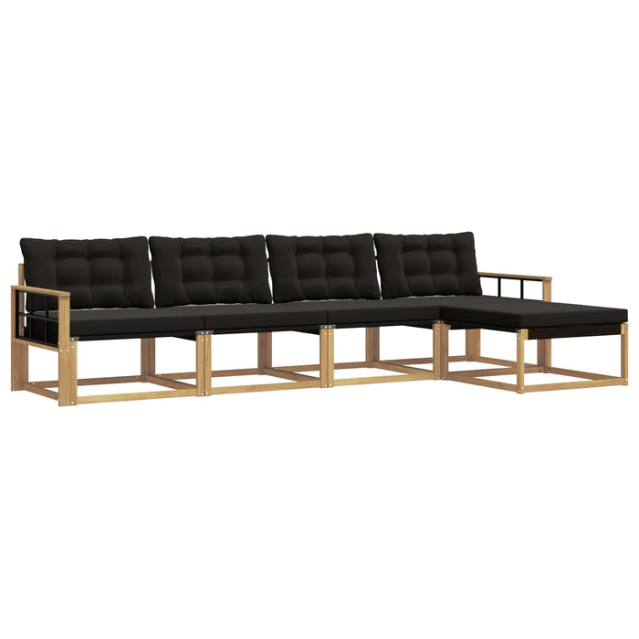 Set de canapele de exterior cu pernă 5 pcs Alb și negru WALTI