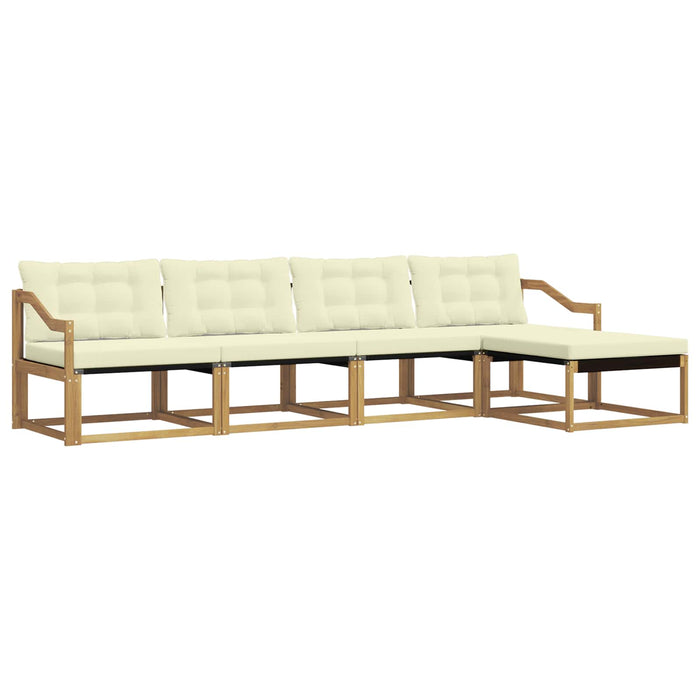 Set de canapele de exterior cu pernă 5 pcs Alb și crem WALTI