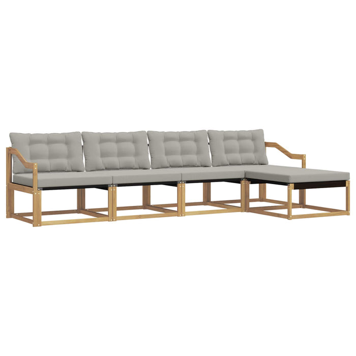 Set de canapele de exterior cu pernă 5 pcs Alb și gri deschis WALTI