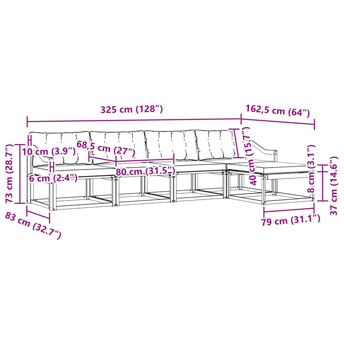 Set de canapele de exterior cu pernă 5 pcs Alb și negru WALTI