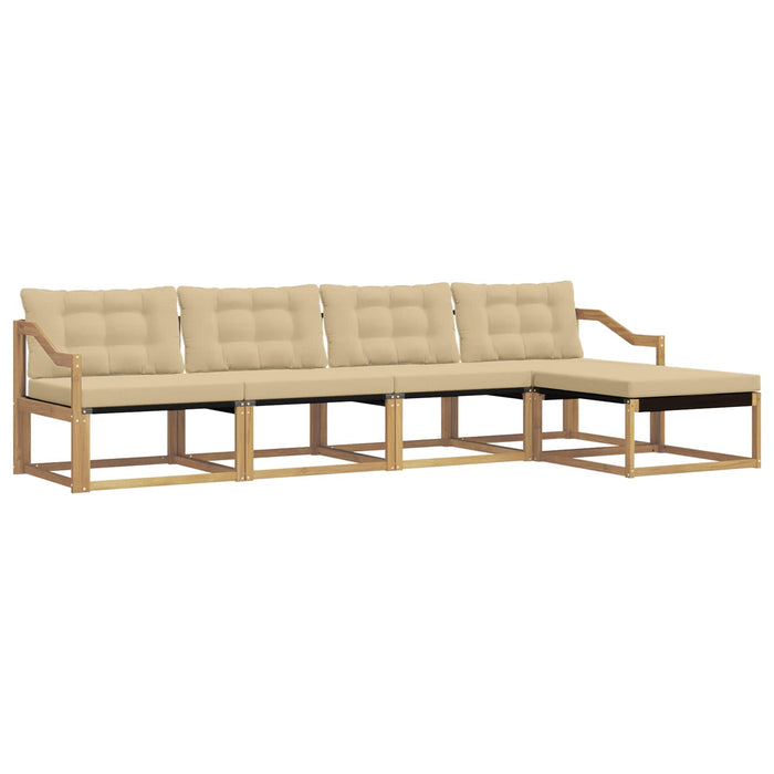 Set de canapele de exterior cu pernă 5 pcs Alb și Bej WALTI
