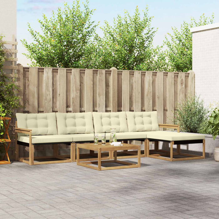 Set de canapele de exterior 6 pcs Alb și crem WALTI
