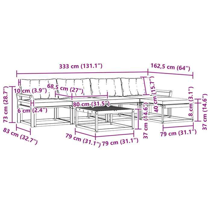 Set de canapele de exterior 6 pcs Alb și crem 79 x 79 x 37 cm WALTI