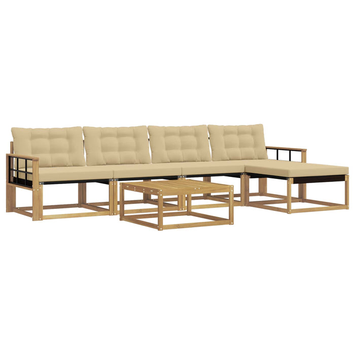 Set de canapele de exterior 6 pcs Alb și Bej 79 x 79 x 37 cm WALTI