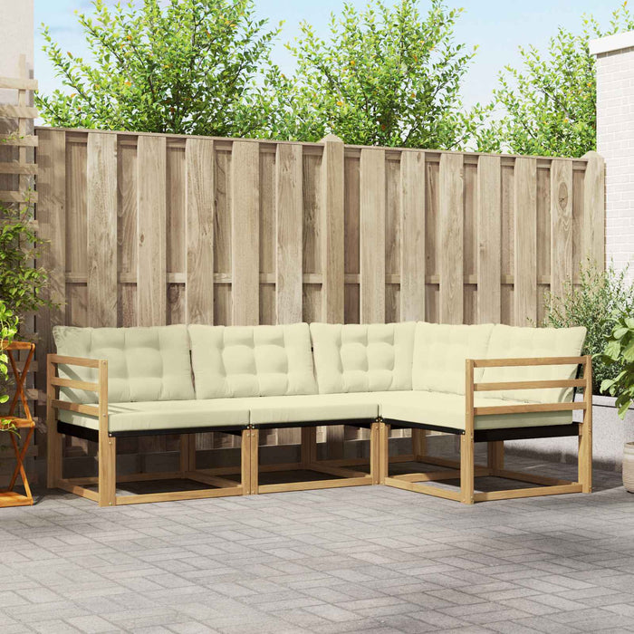 Set de canapele de exterior cu pernă 4 pcs Alb și crem WALTI