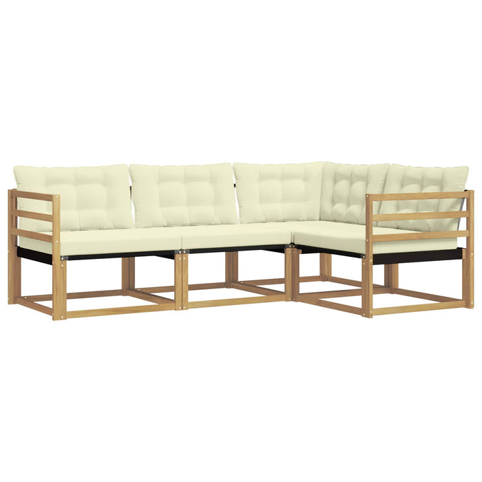 Set de canapele de exterior cu pernă 4 pcs Alb și crem WALTI